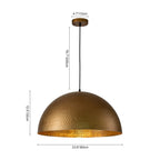 Lampa Wisząca Vintage z Metalowym Kloszem Kopułowym i Złotym Wnętrzem