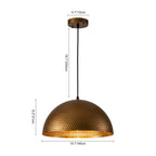 Lampa Wisząca Vintage z Metalowym Kloszem Kopułowym i Złotym Wnętrzem