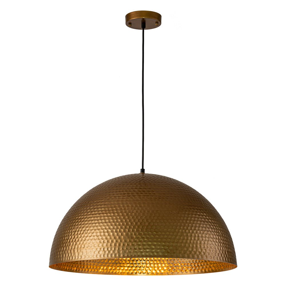 Lampa Wisząca Vintage z Metalowym Kloszem Kopułowym i Złotym Wnętrzem