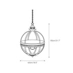 Lampa Wisząca Vintage z Okrągłym Kloszem Szklanym i Dekoracyjną Ramą