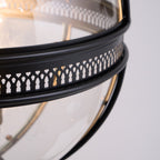 Lampa Wisząca Vintage z Okrągłym Kloszem Szklanym i Dekoracyjną Ramą