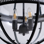 Lampa Wisząca Vintage z Okrągłym Kloszem Szklanym i Dekoracyjną Ramą