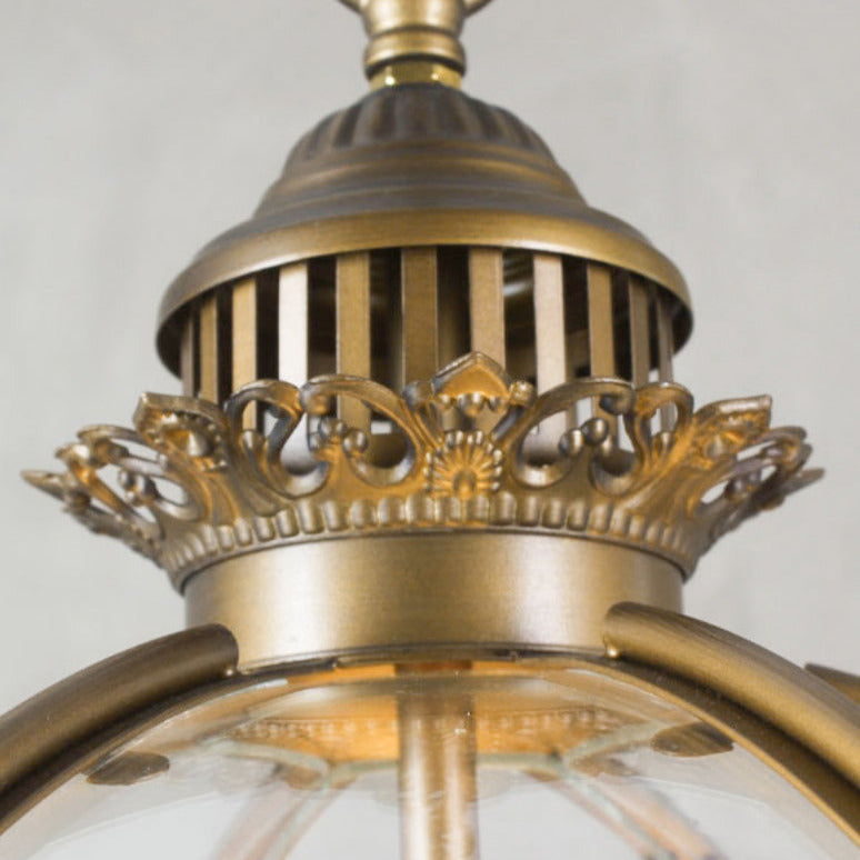 Lampa Wisząca Vintage z Okrągłym Kloszem Szklanym na Łańcuchu