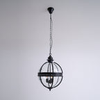 Lampa Wisząca Vintage z Okrągłym Kloszem Szklanym na Łańcuchu