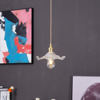 Lampa Wisząca Vintage z Szklanym Kloszem w Kształcie Kwiatu
