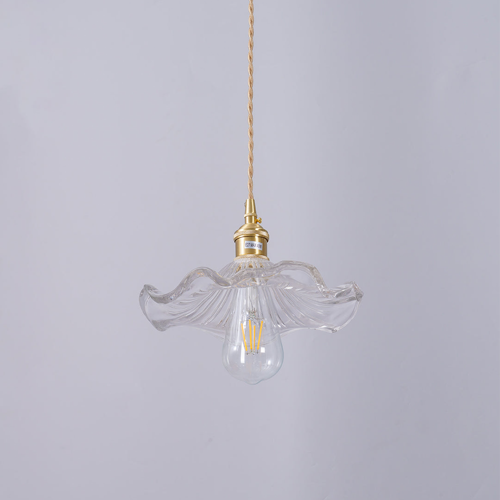 Lampa Wisząca Vintage z Szklanym Kloszem w Kształcie Kwiatu