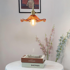 Lampa Wisząca Vintage z Szklanym Kloszem w Kształcie Kwiatu