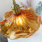 Lampa Wisząca Vintage z Szklanym Kloszem w Kształcie Kwiatu