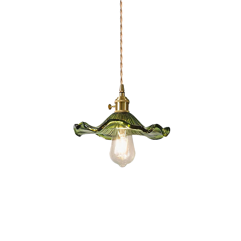 Lampa Wisząca Vintage z Szklanym Kloszem w Kształcie Kwiatu