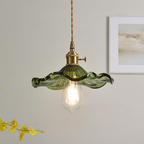Lampa Wisząca Vintage z Szklanym Kloszem w Kształcie Kwiatu