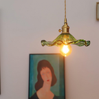 Lampa Wisząca Vintage z Szklanym Kloszem w Kształcie Kwiatu