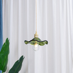 Lampa Wisząca Vintage z Szklanym Kloszem w Kształcie Kwiatu