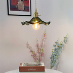 Lampa Wisząca Vintage z Szklanym Kloszem w Kształcie Kwiatu