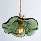 Lampa Wisząca Vintage z Szklanym Kloszem w Kształcie Kwiatu