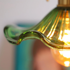 Lampa Wisząca Vintage z Szklanym Kloszem w Kształcie Kwiatu