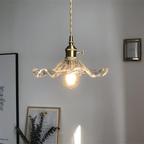 Lampa Wisząca Vintage z Szklanym Kloszem w Kształcie Kwiatu