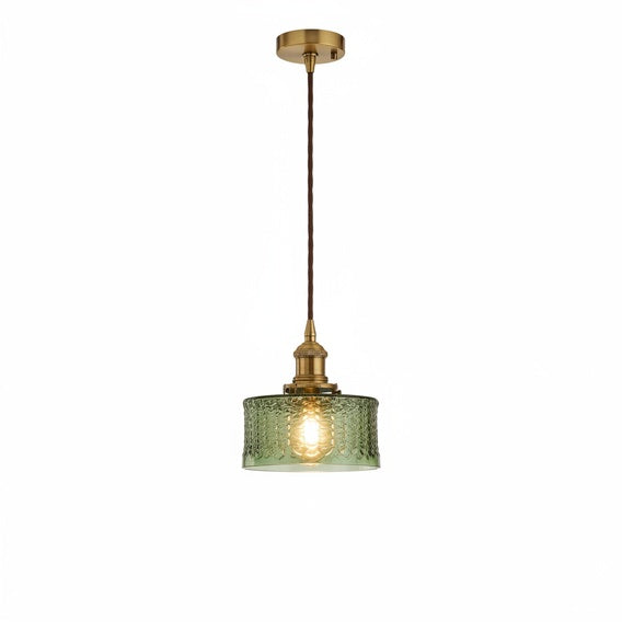 Lampa Wisząca Vintage z Teksturowanym Kloszem Szklanym