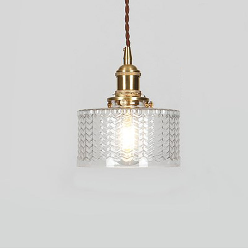 Lampa Wisząca Vintage z Teksturowanym Kloszem Szklanym