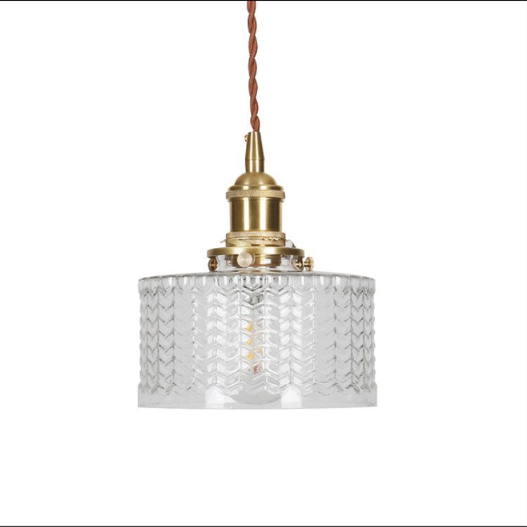 Lampa Wisząca Vintage z Teksturowanym Kloszem Szklanym ##POS:11##