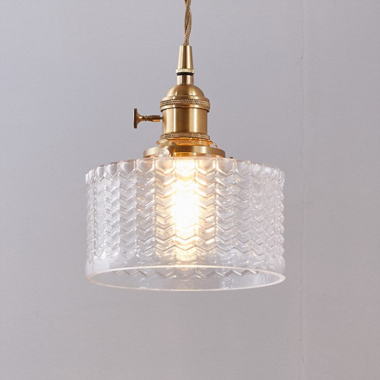 Lampa Wisząca Vintage z Teksturowanym Kloszem Szklanym