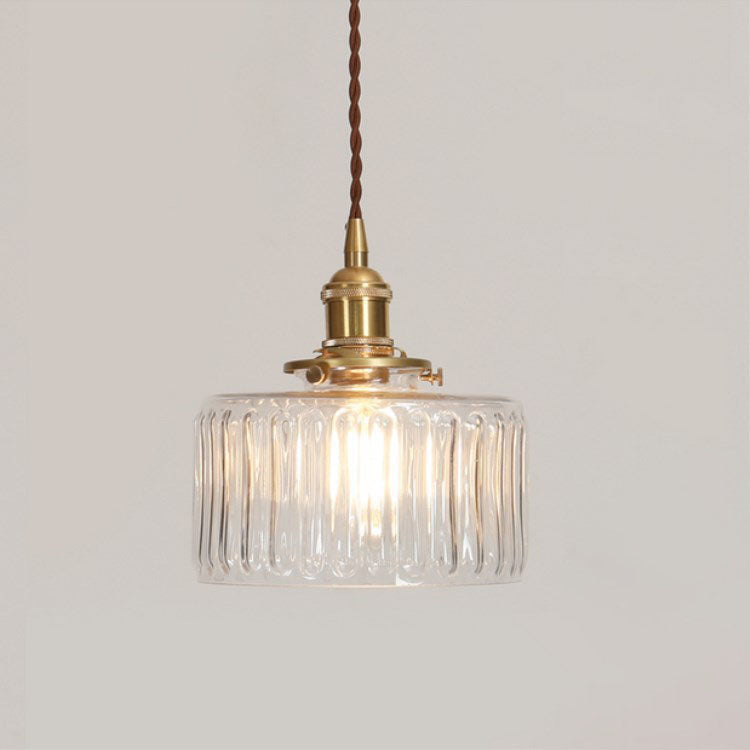Lampa Wisząca Vintage z Teksturowanym Kloszem Szklanym