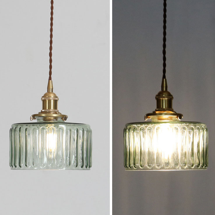Lampa Wisząca Vintage z Teksturowanym Kloszem Szklanym