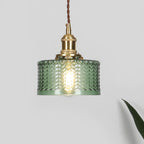 Lampa Wisząca Vintage z Teksturowanym Kloszem Szklanym
