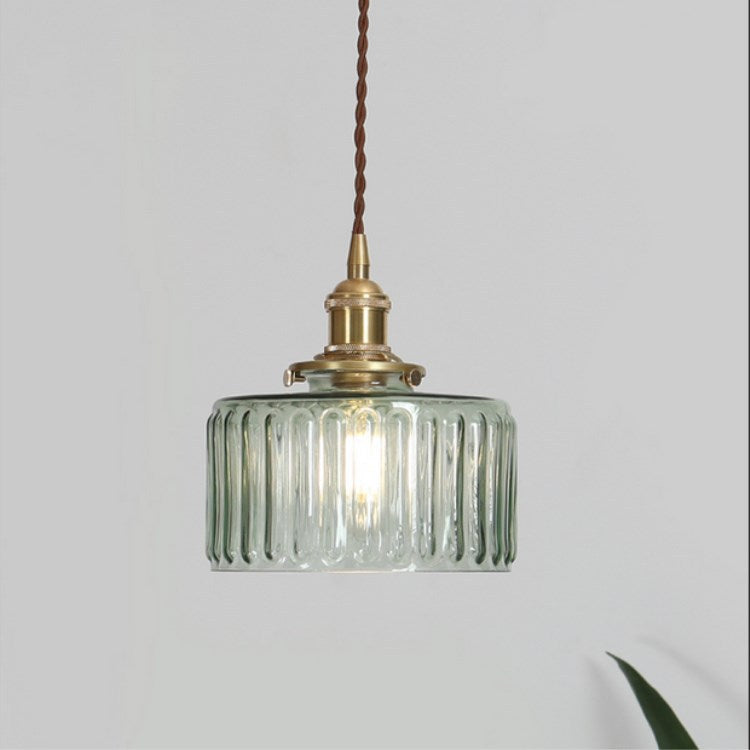 Lampa Wisząca Vintage z Teksturowanym Kloszem Szklanym