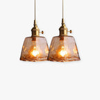 Lampa Wisząca Vintage z Teksturowanym Szklanym Kloszem i Mosiężną Oprawą
