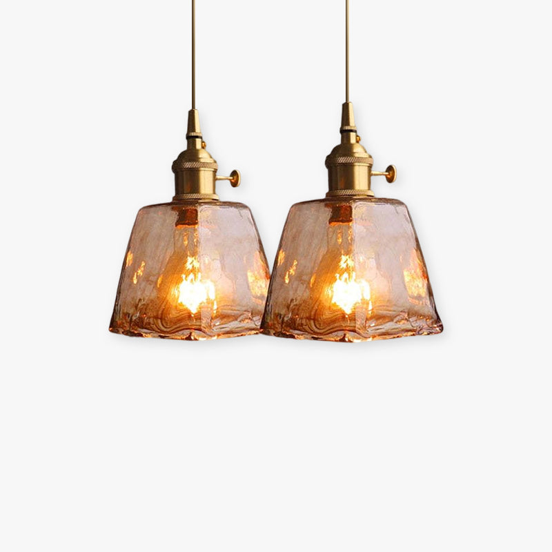 Lampa Wisząca Vintage z Teksturowanym Szklanym Kloszem i Mosiężną Oprawą