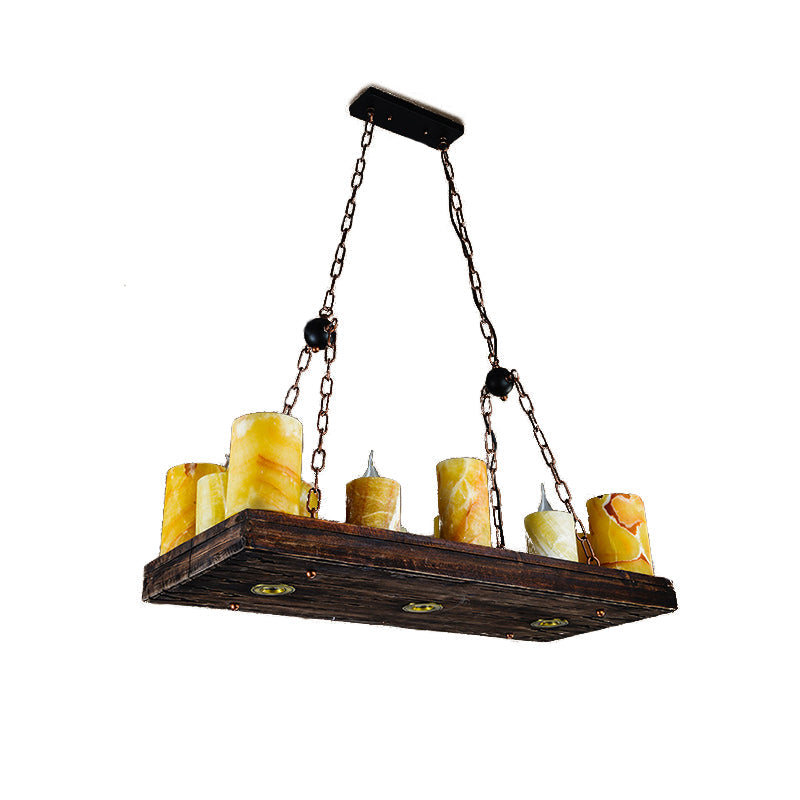 Lampa Wisząca Vintage ze Świecznikami na Drewnianej Belce