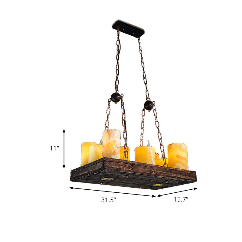 Lampa Wisząca Vintage ze Świecznikami na Drewnianej Belce