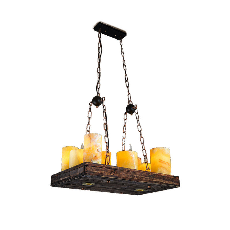 Lampa Wisząca Vintage ze Świecznikami na Drewnianej Belce