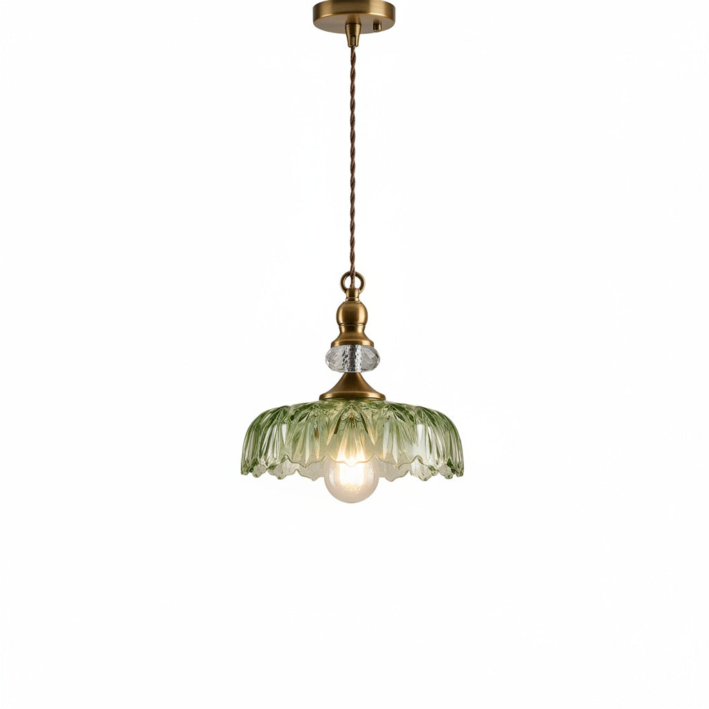 Lampa Wisząca Vintage ze Szklanym Kloszem w Kształcie Kwiatu