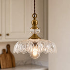 Lampa Wisząca Vintage ze Szklanym Kloszem w Kształcie Kwiatu