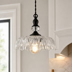 Lampa Wisząca Vintage ze Szklanym Kloszem w Kształcie Kwiatu