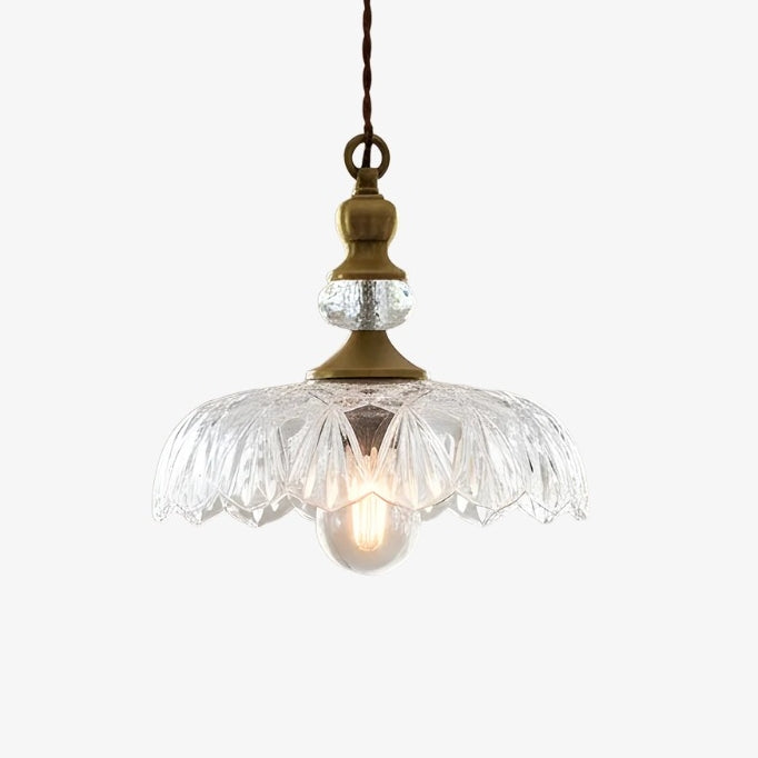 Lampa Wisząca Vintage ze Szklanym Kloszem w Kształcie Kwiatu