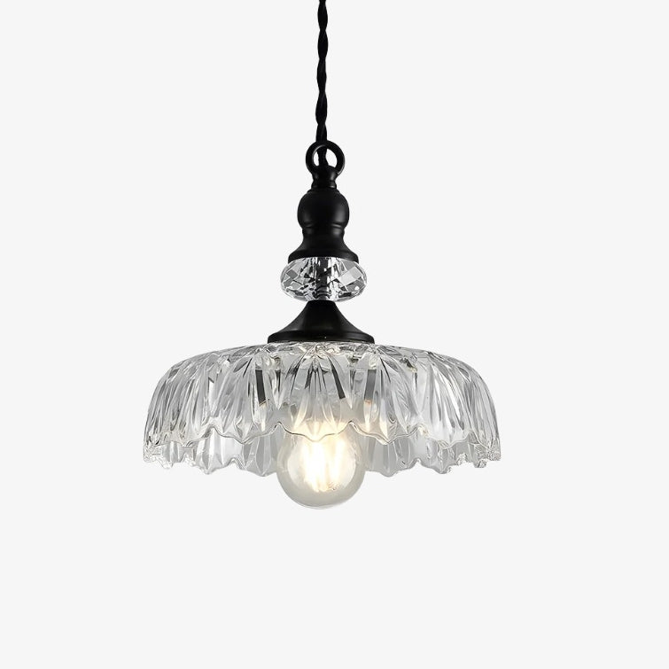 Lampa Wisząca Vintage ze Szklanym Kloszem w Kształcie Kwiatu