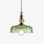 Lampa Wisząca Vintage ze Szklanym Kloszem w Kształcie Kwiatu