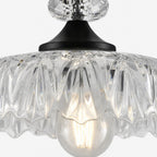 Lampa Wisząca Vintage ze Szklanym Kloszem w Kształcie Kwiatu