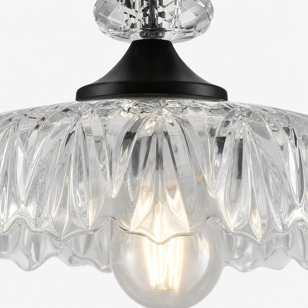 Lampa Wisząca Vintage ze Szklanym Kloszem w Kształcie Kwiatu