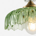 Lampa Wisząca Vintage ze Szklanym Kloszem w Kształcie Kwiatu