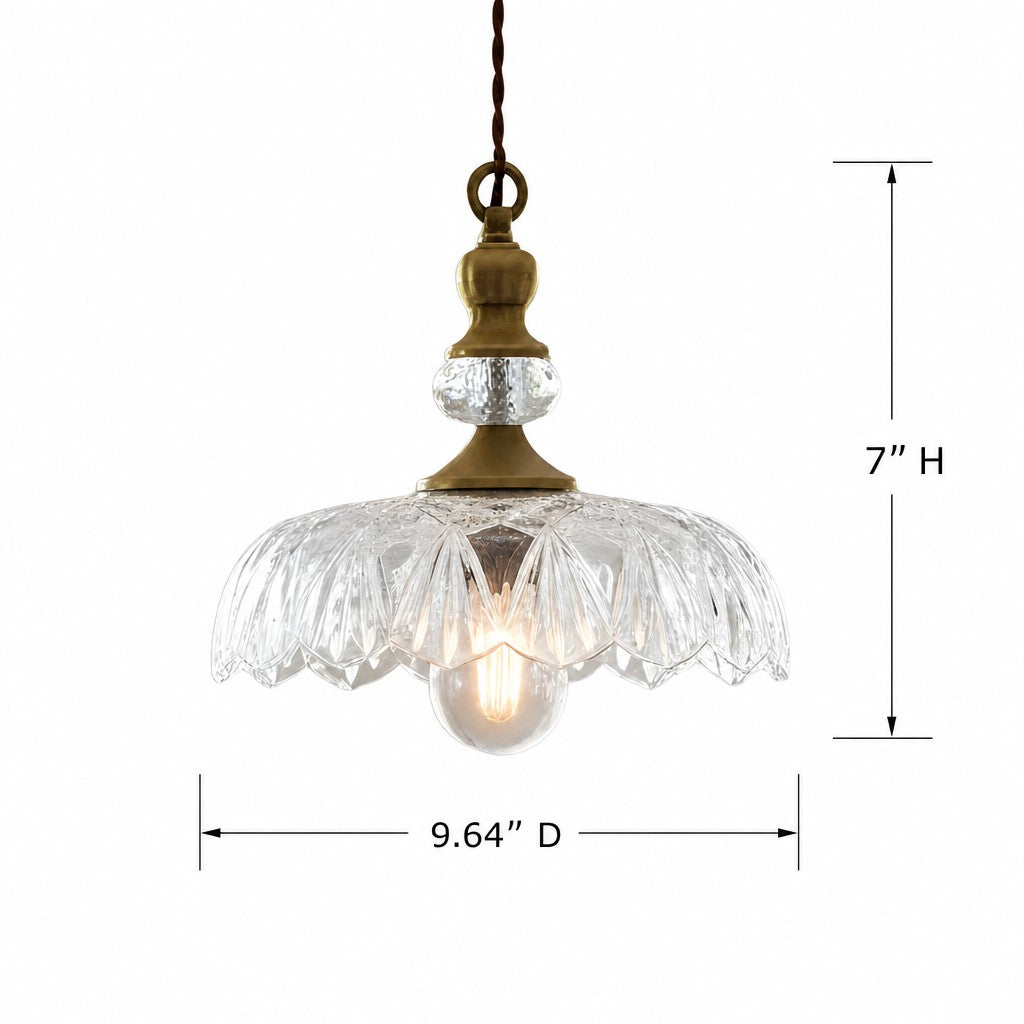 Lampa Wisząca Vintage ze Szklanym Kloszem w Kształcie Kwiatu
