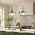 Lampa Wisząca Vintage ze Szklanym Kloszem w Kształcie Kwiatu