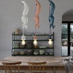 Lampa Wisząca z Figurką Wiewiórki Art Deco z Szyszką