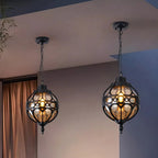 Lampa Wisząca Zewnętrzna Vintage z Kulistym Kloszem Szklanym