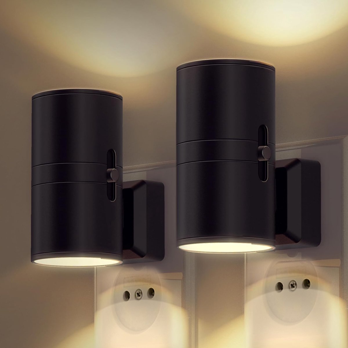 Lampka Nocna do Gniazdka Ścienna Minimalistyczna z Czujnikiem Zmierzchu i Regulacją Jasności