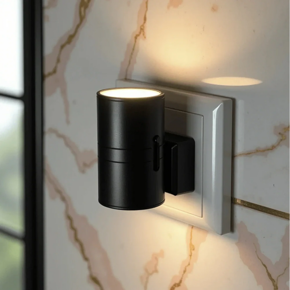 Lampka Nocna do Gniazdka Ścienna Minimalistyczna z Czujnikiem Zmierzchu i Regulacją Jasności