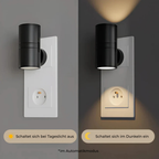 Lampka Nocna do Gniazdka Ścienna Minimalistyczna z Czujnikiem Zmierzchu i Regulacją Jasności