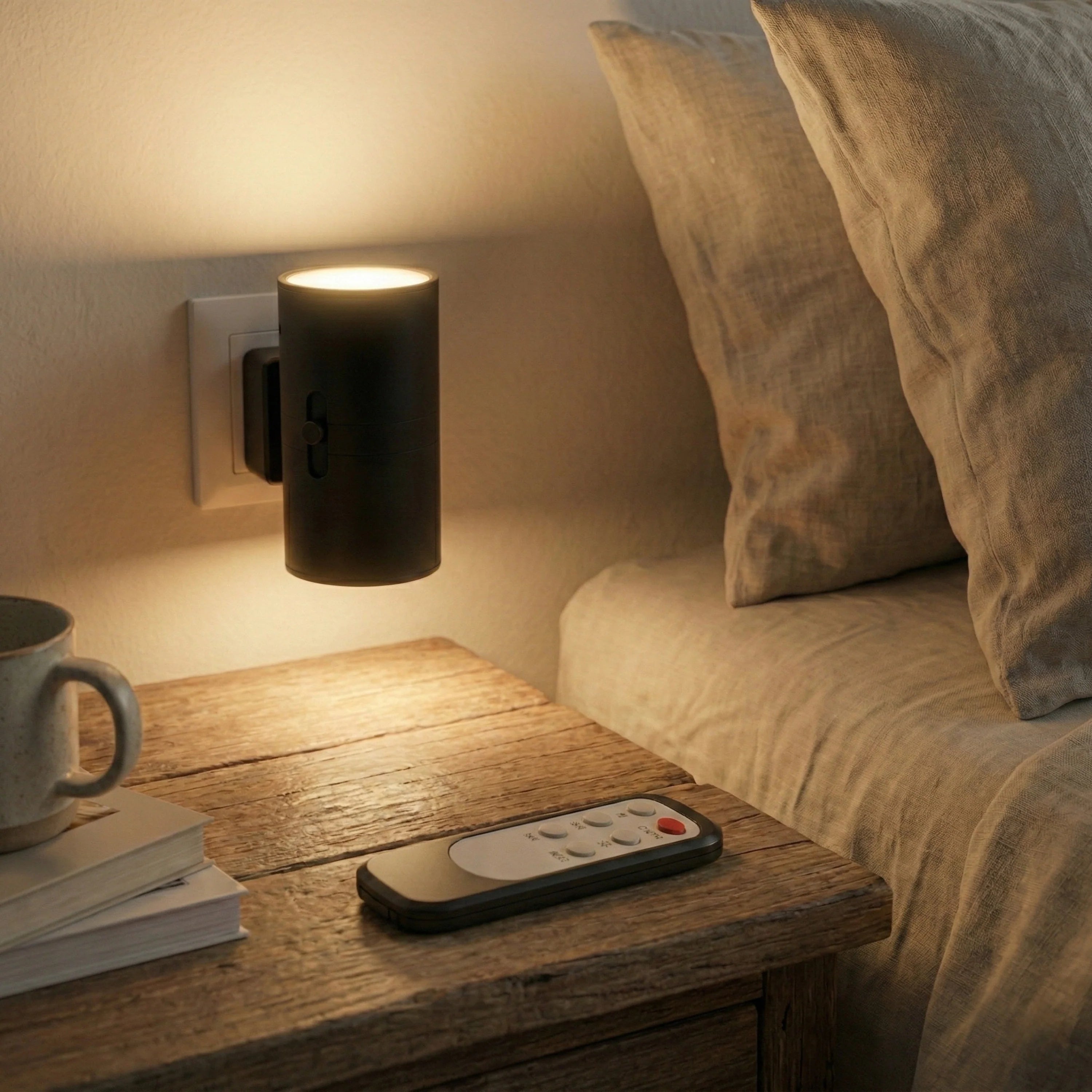 Lampka Nocna do Gniazdka Ścienna Minimalistyczna z Czujnikiem Zmierzchu i Regulacją Jasności